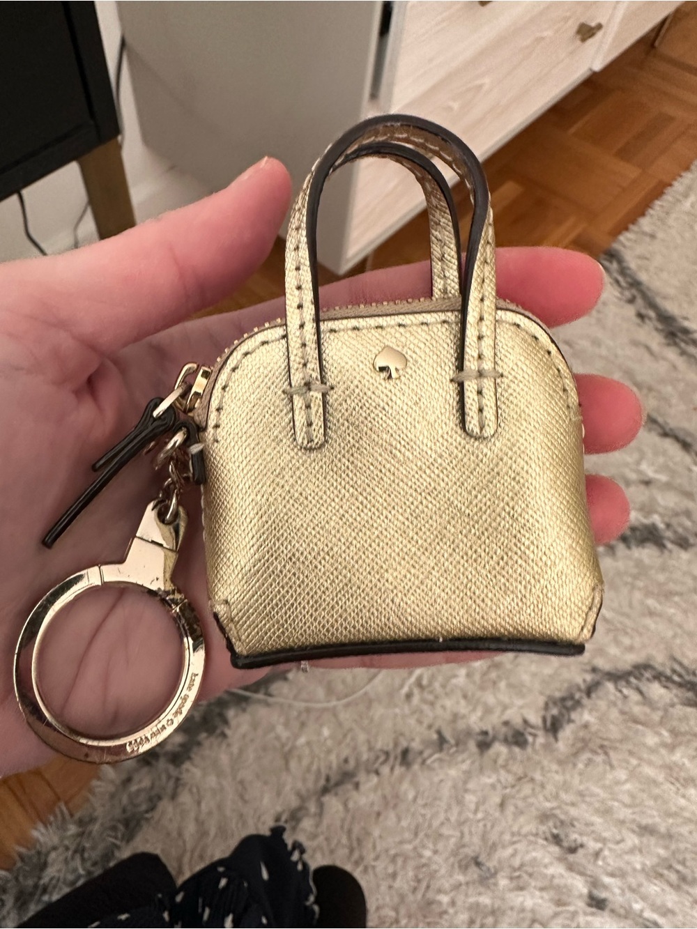 kate spade Mini Maise metallic gold bag charm